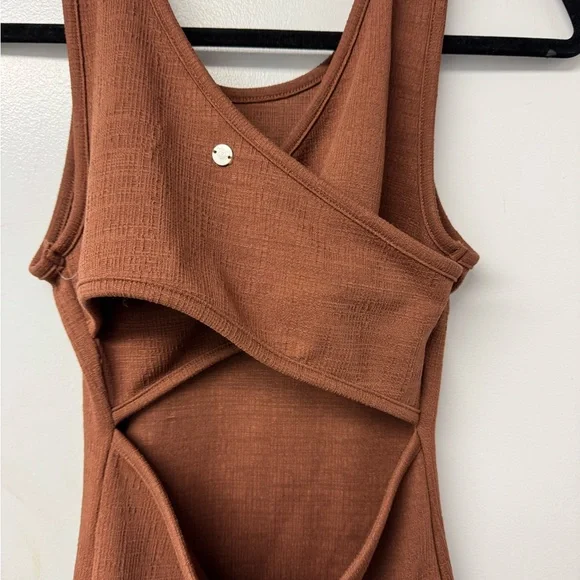 Roxy Good Keepsake XS Mini Dress Brown Cutout Cross Back Coastal Cowgirl Boho Y - Picture 7 of 12
